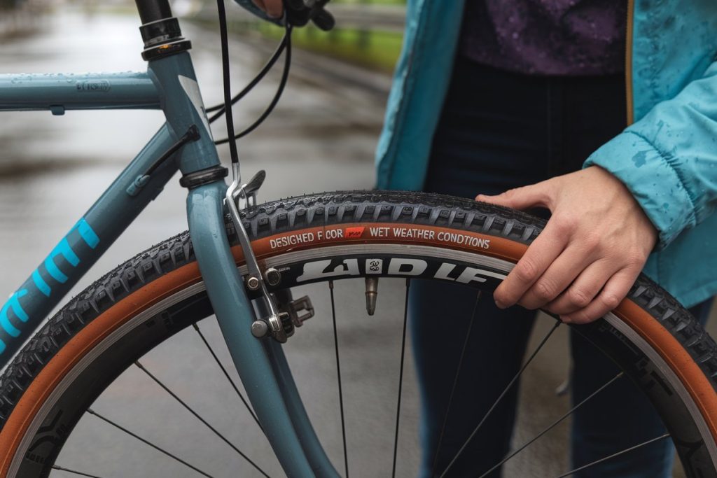 velo sous la pluie femme pneu