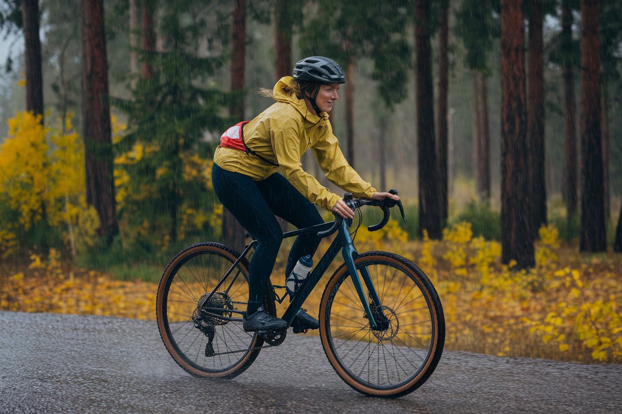 velo sous la pluie femme